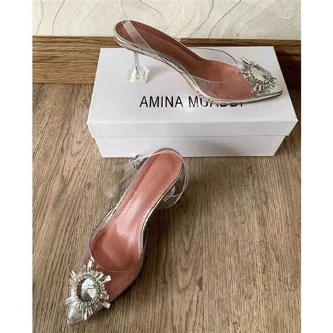 Jual Amina Muaddi Ams Heels Cm Cm Cm Cm Glass Heels