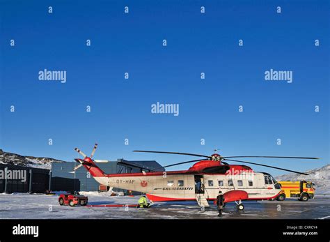 Sikorsky helicopter, Ilulissat Airport, Greenland, Arctic North America ...