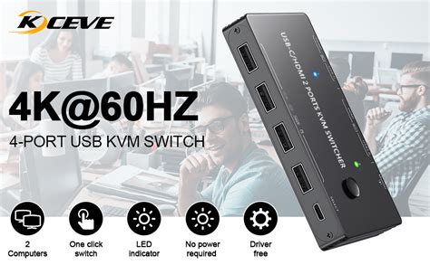 Interruptor KVM USB C HDMI 4K 60Hz 2K 120Hz Interruptor KVM Camgeet