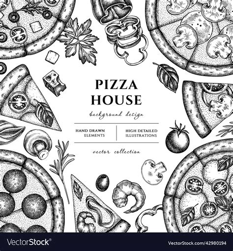 Pizza Hand Drawn Design Background Royalty Free Vector Image