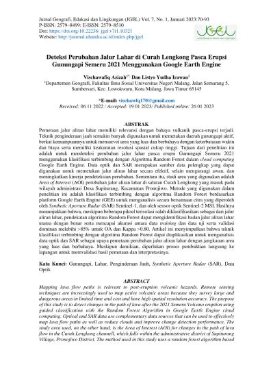 View Of Deteksi Perubahan Jalur Lahar Di Curah Lengkong Pasca Erupsi