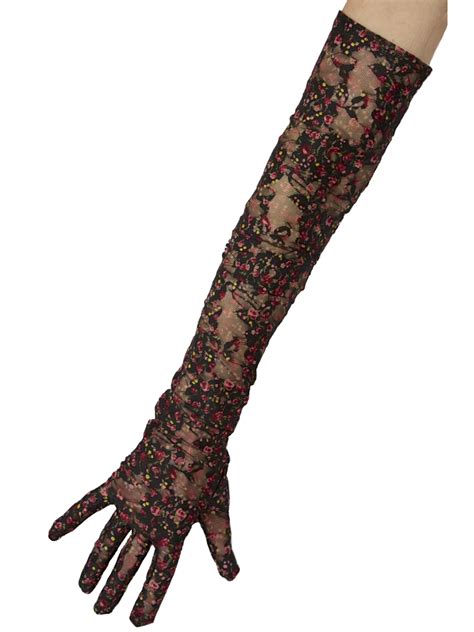 Dents Floral Pattern Long Lace Gloves - Tout Ensemble