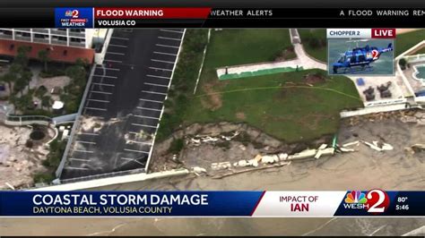 Aerial Video Shows Wrath Of Hurricane Ian On Daytona Beach Shores