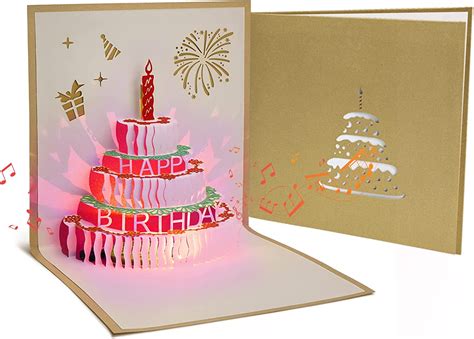 Happy Birthday Card With Music And Seven Colors Light 3d Pop Up Birthday Greeting Cards Funny