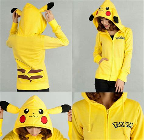 Pokemon Pikachu Cosplay Jacket Hoodie Pikachu Ears Face Tail Zip Sweater Hoodies Ebay