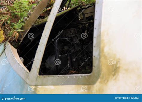 Cockpit Of Wrecked Military Aircraft Blisters Are Broken Royalty Free Stock Image