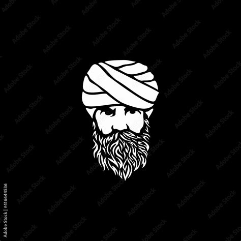 guru logo template design in outline style. Vector illustration. A ...