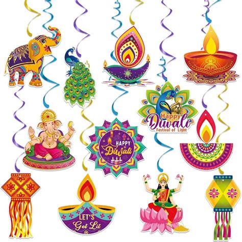 Set Diwali Hanging Swirls Happy Diwali Hanging Decorations Indian