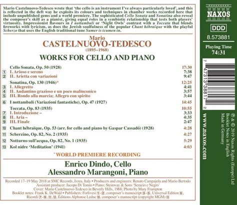 Enrico Dindo Alessandro Marangoni Works For Cello And Piano CD