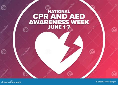 National Cpr And Aed Awareness Week Holiday Concept Stock Vector