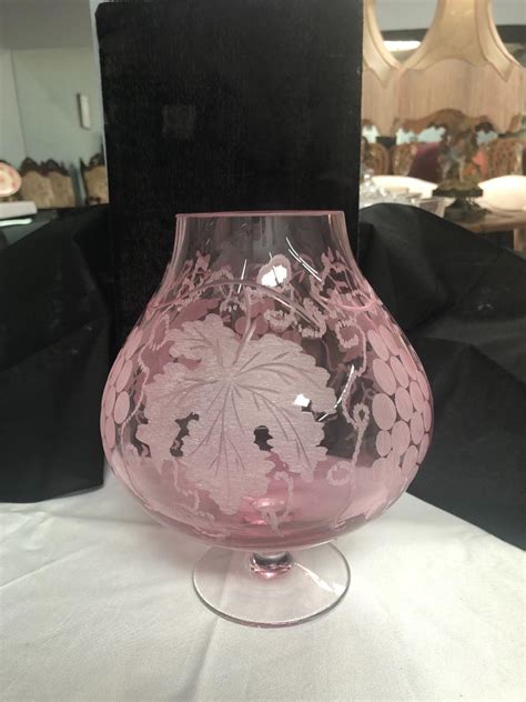 Vintage Etched Cranberry Glass Vase