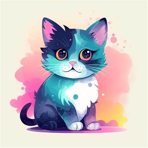 Premium Photo Colorful Cute Cat Illustration16