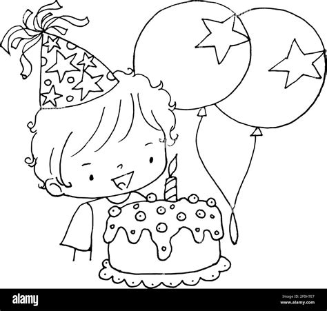 vector drawing happy birthday card Stock Vector Image & Art - Alamy