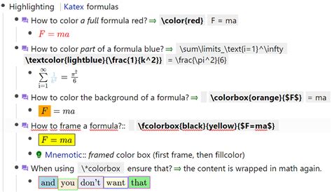 Highlighting Latex Formulas Remnote Remnote