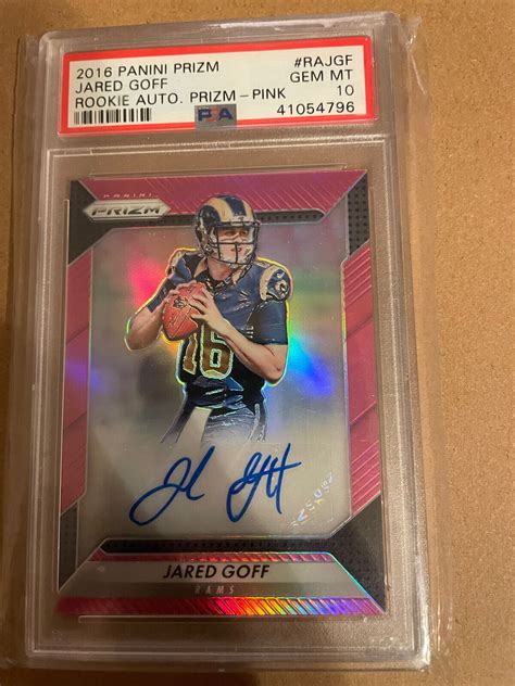 Jared Goff 2016 Prizm #RA-JGF Rookie Autographs - Pink PSA 10 Price ...