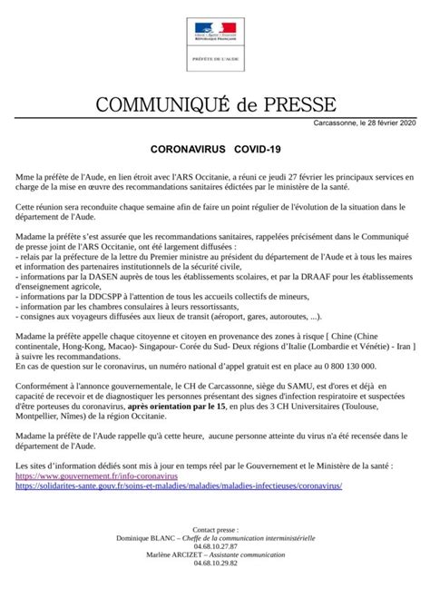 Covid Point Presse De La Pr Fecture Conilhac Corbi Res