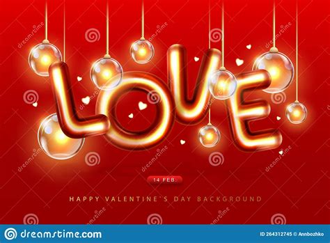 Happy Valentines Day Poster With 3d Chromic Letters And Electirc Lamps