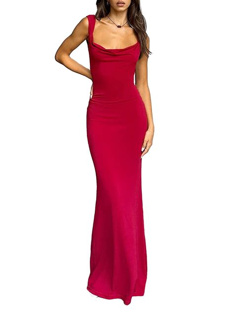 Niusricy Women Trendy Sleeveless Maxi Dress Bow Backless Bodycon