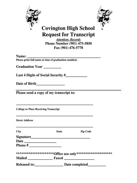 High School Transcript Request Form Template Fill Out Sign Online