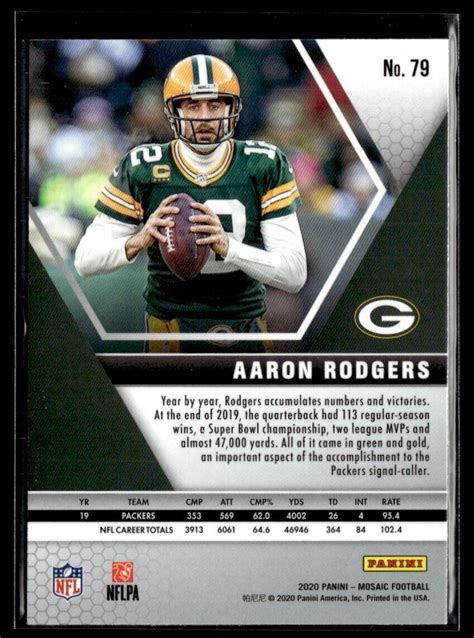 Panini Mosaic Aaron Rodgers Green Bay Packers Ebay