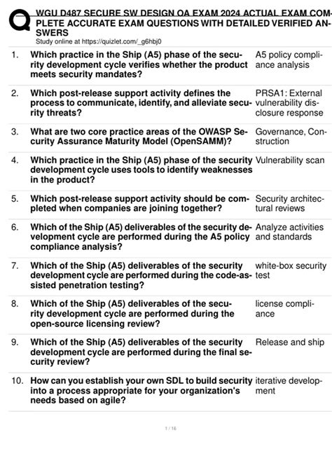 WGU D487 SECURE SW DESIGN OA EXAM 2024 ACTUAL EXAM COM PLETE ACCURATE