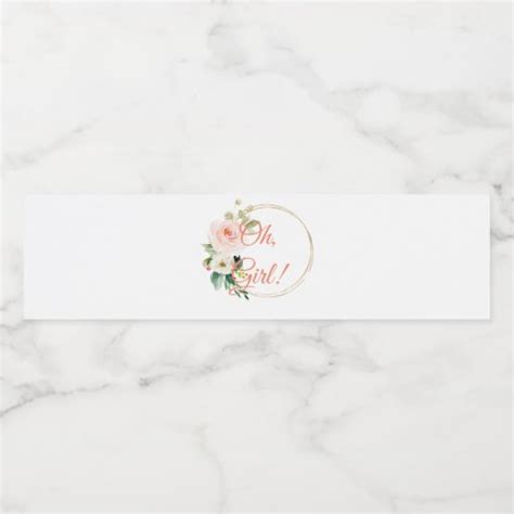 Water Labels Baby Shower For Girl With Rose Flor Zazzle