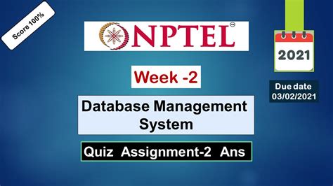 Nptel Database Management System Week Assignment Solutions