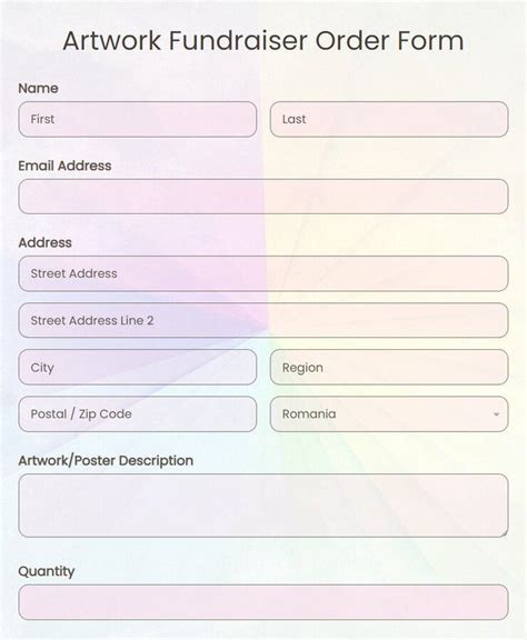 Free Artwork Fundraiser Order Form Template | 123FormBuilder
