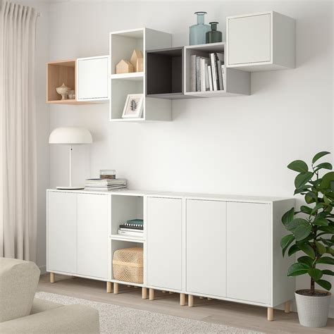 EKET Storage combination with legs - white white stained oak effect ...