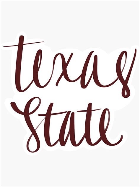 Texas State Calligraphy Sticker For Sale By Egdesignsco Redbubble