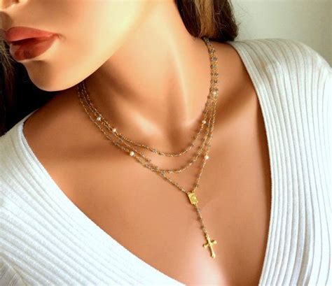 Labradorite Gold Rosary Necklace With By Divinitycollection