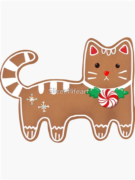 Gingerbread Cat Sticker By Sliceoflifeart Redbubble