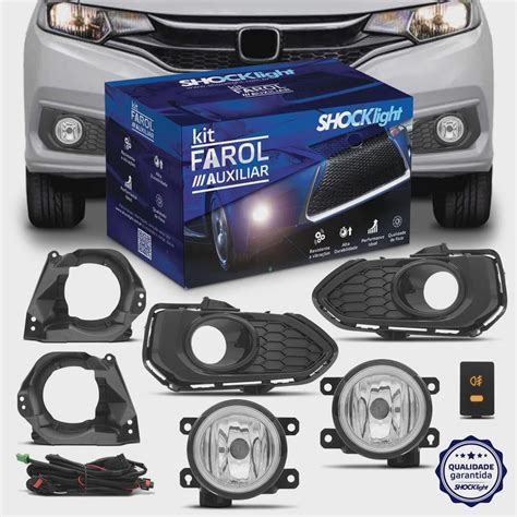 Kit Farol Milha New Fit 2018 2019 Auxiliar Neblina Moldura Preta