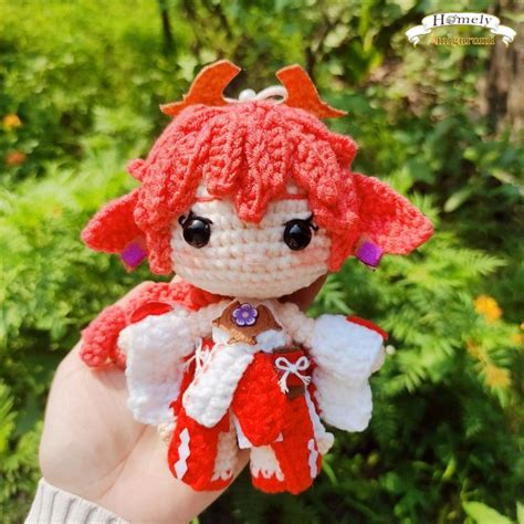 Genshin Impact Yae Miko Plushies Doll Amigurumi Chibi Style Genshin