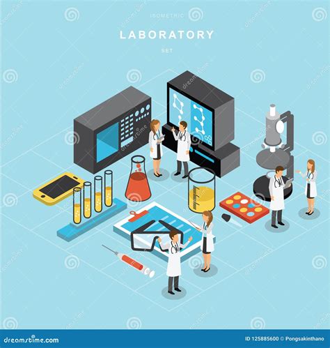 Isometric Laboratory Vector Design Set A Design Stock Vector