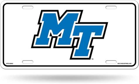 Middle Tennessee State University Blue Raiders Metal Auto Tag License