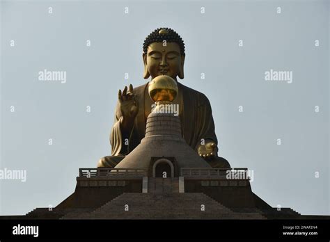 Grandiose Shot Of The Huge Buddha Statue In Fo Guang Shan Temple Dashu