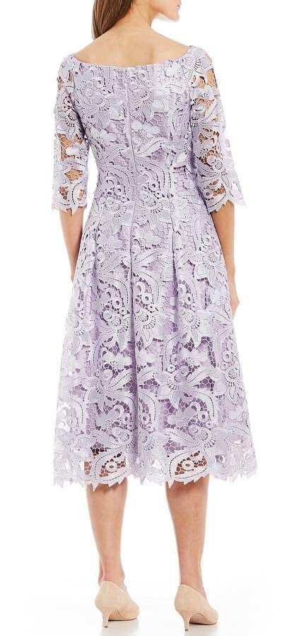 Alex Marie Kate Boat Neck 34 Illusion Lace Sleeve Midi Dress Sponsored Affiliate Boat