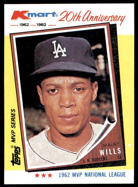 1982 Topps Kmart 20th Anniversary Maury Wills 2 On Kronozio