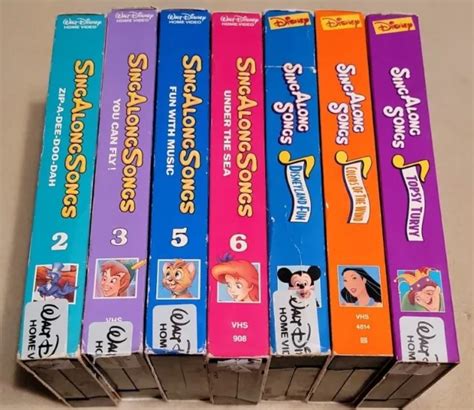 Disney Sing Along Songs Vhs Lot Of 7 Disneyland Fun Topsy Turvy 2 3 5 6 Eur 12 75