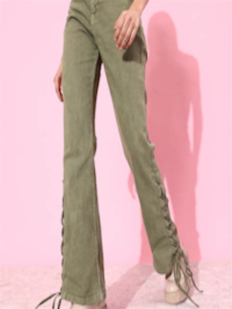 Buy The Roadster Life Co Women Olive Green Rodeo Bootcuts High Rise Stretchable Jeans Jeans