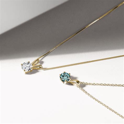 Blue Diamond Necklace in Gold | KLENOTA