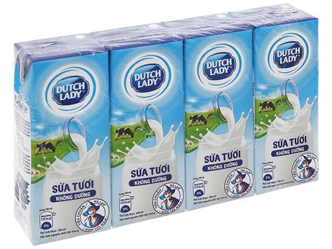 4 hộp sữa tươi Dutch Lady 180ml giá tốt tại Bách hoá XANH