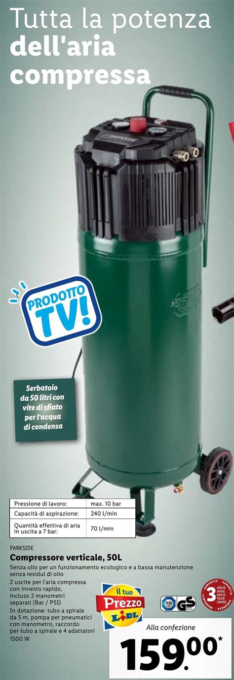 Crollo Vento Oceania Compressore Verticale Litri Parkside Grande