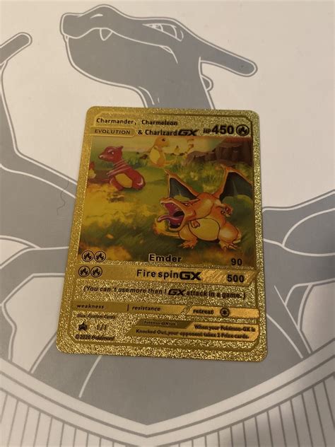 Pokemon Evolution Charmander Charmeleon Charizard Gx Gold Foil Fan Art