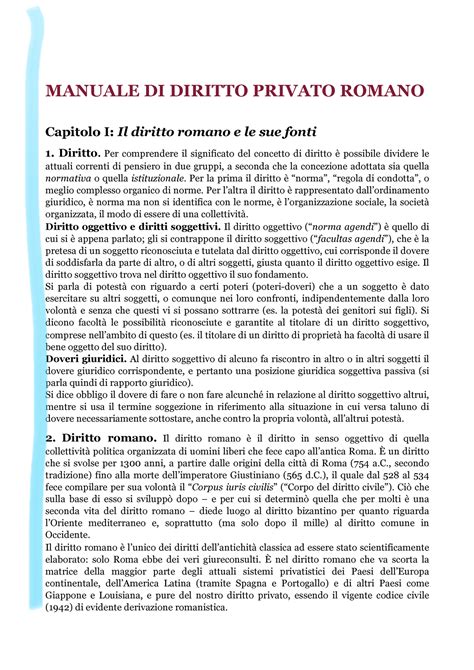 Diritto Privato Romano Pdf Manuale Di Diritto Privato Romano Capitolo