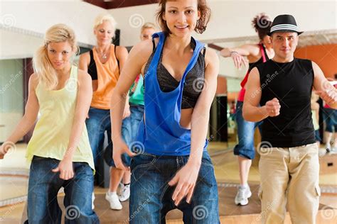 Zumba Or Jazzdance People Dancing In Studio Stock Image Image Of