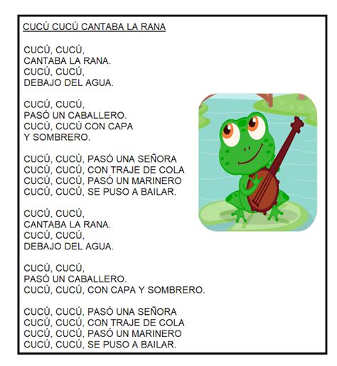 ¡Somos 1°!: ACTIVIDAD N° 4: LA LETRA DE "CUCÚ CUCÚ CANTABA LA RANA"