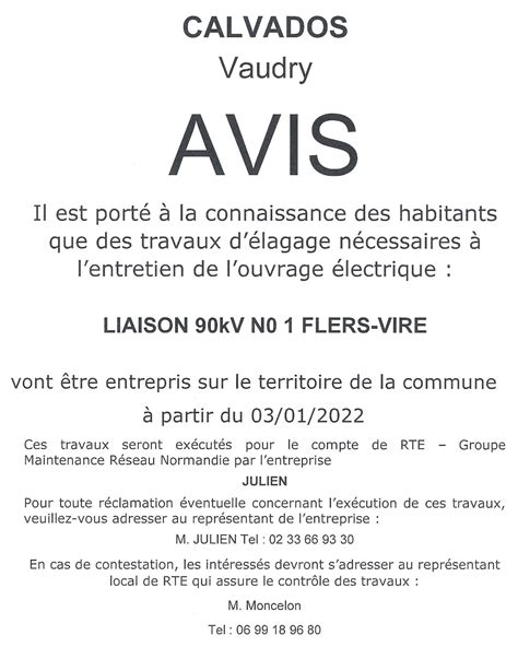 Information De La Part De RTE Commune Vaudry Fr