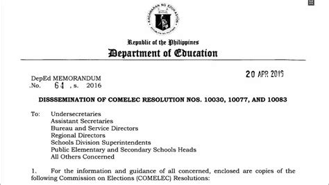 Dissemination of COMELEC Resolution Nos. 10030, 10077, and 10083 - TeacherPH